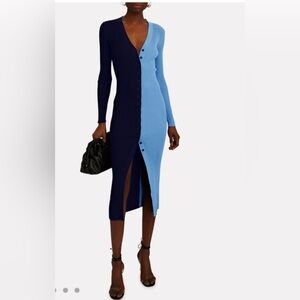 NWOT | STAUD | SHOKO COLOR BLOCK SWEATER DRESS | BLUE-NAVY | SIZE XS
